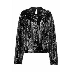 H&M Black Sequin Top Formal High Neck Size 2 Women